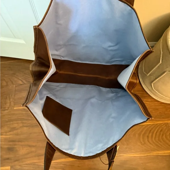 Moore & Giles Brown Leather Tote Bag. Reclaimed Tote - Picture 3 of 4